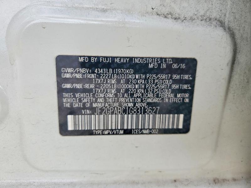 Auction sale of the 2016 Subaru Crosstrek, vin: JF2GPABC1G8313627, lot number: 58229856