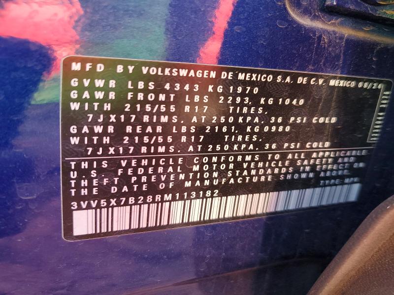 Продажа на аукционе авто 2024 Volkswagen Taos, vin: 3VV5X7B28RM113182, номер лота: 55754786