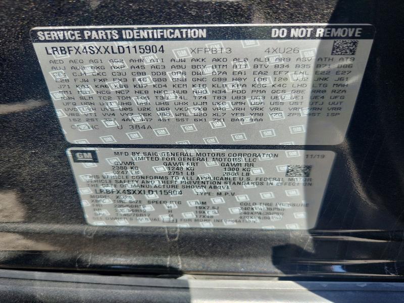 Aukcja sprzedaży 2020 Buick Envision, vin: LRBFX4SXXLD115904, numer aukcji: 55813756