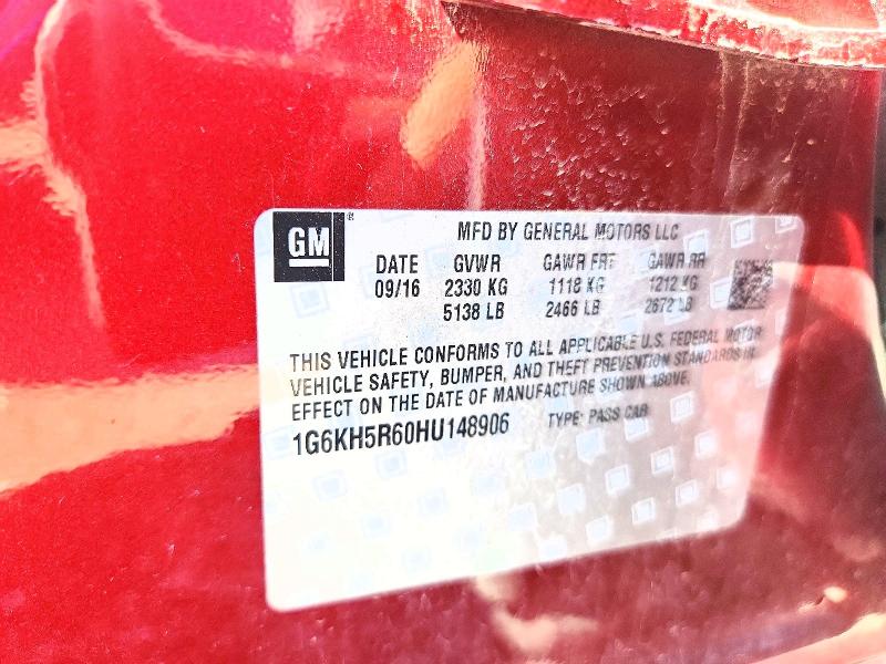 2017 Cadillac Ct6 მანქანა იყიდება აუქციონზე, vin: 1G6KH5R60HU148906, აუქციონის ნომერი: 56671946
