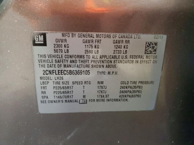 2011 Chevrolet Equinox მანქანა იყიდება აუქციონზე, vin: 2CNFLEEC5B6369105, აუქციონის ნომერი: 55746756
