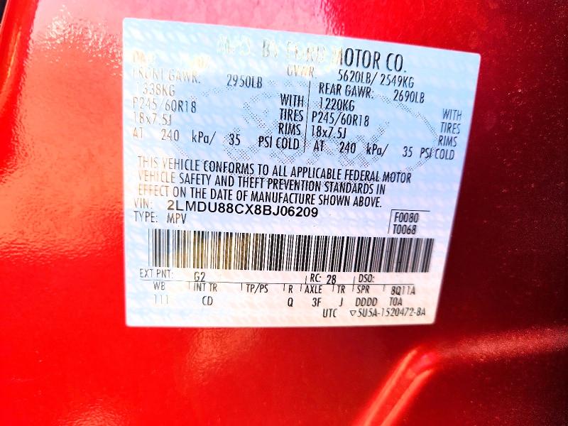 56120776 :رقم المزاد ، 2LMDU88CX8BJ06209 vin ، 2008 Lincoln Mkx مزاد بيع
