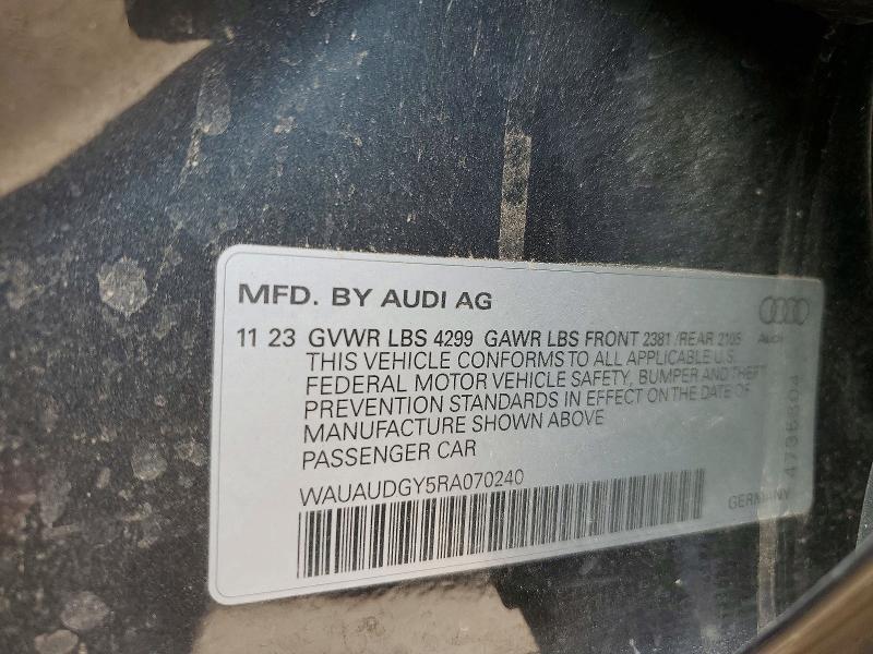 58514646 :رقم المزاد ، WAUAUDGY5RA070240 vin ، 2024 Audi A3 مزاد بيع