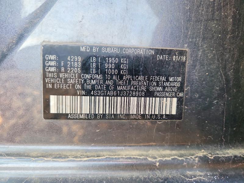 Продажа на аукционе авто 2018 Subaru Impreza, vin: 4S3GTAB61J3728908, номер лота: 58392616