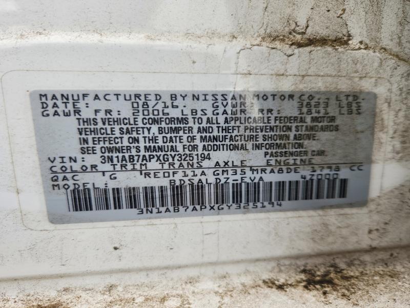 Aukcja sprzedaży 2016 Nissan Sentra, vin: 3N1AB7APXGY325194, numer aukcji: 56488146