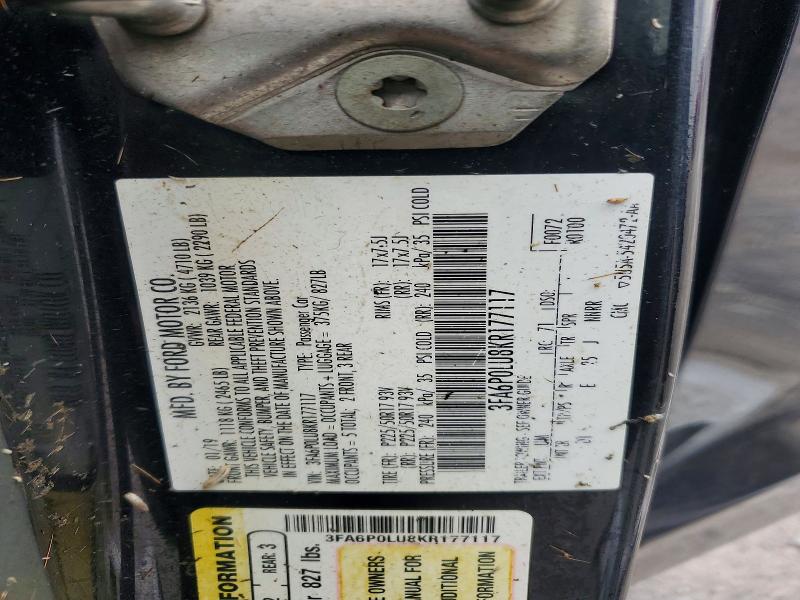 Aukcja sprzedaży 2019 Ford Fusion, vin: 3FA6P0LU8KR177117, numer aukcji: 55705806