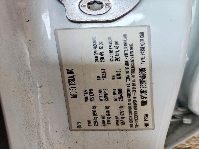 56472206 :رقم المزاد ، 5YJ3E1EB3KF469585 vin ، 2019 Tesla Mod مزاد بيع