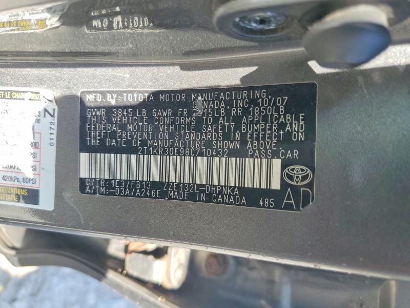 Продажа на аукционе авто 2008 Toyota Corolla Matrix, vin: 2T1KR30E98C710432, номер лота: 58879456