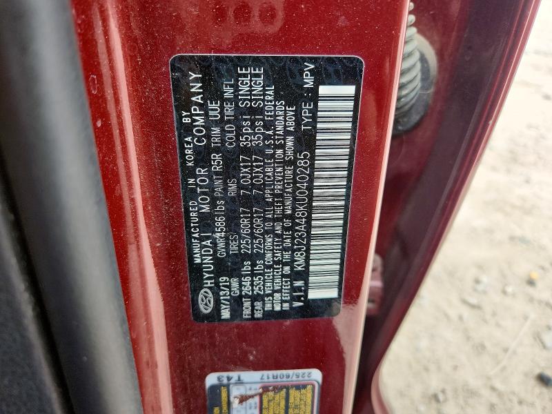 Продажа на аукционе авто 2019 Hyundai Tucson, vin: KM8J23A48KU040285, номер лота: 56859666