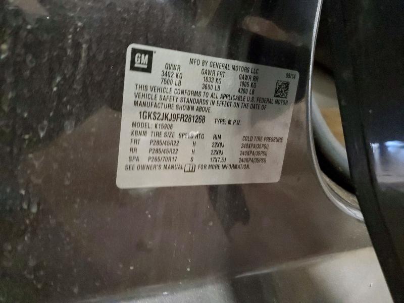 55680756 :رقم المزاد ، 1GKS2JKJ9FR281268 vin ، 2015 Gmc Yukon Xl مزاد بيع