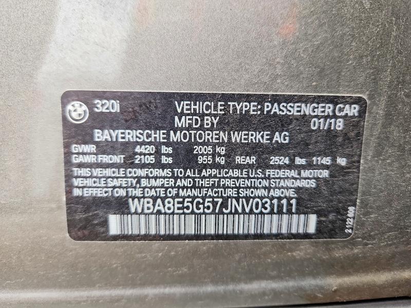 Aukcja sprzedaży 2018 Bmw 320, vin: WBA8E5G57JNV03111, numer aukcji: 56300046