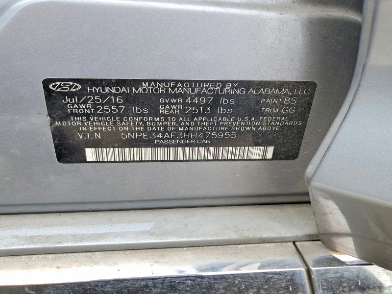 Продаж на аукціоні авто 2017 Hyundai Sonata, vin: 5NPE34AF3HH475955, номер лоту: 58998906
