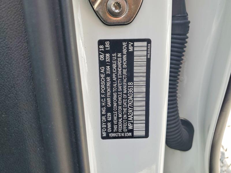 56439886 :رقم المزاد ، WP1AA2AY7KDA03618 vin ، 2019 Porsche Cayenne مزاد بيع