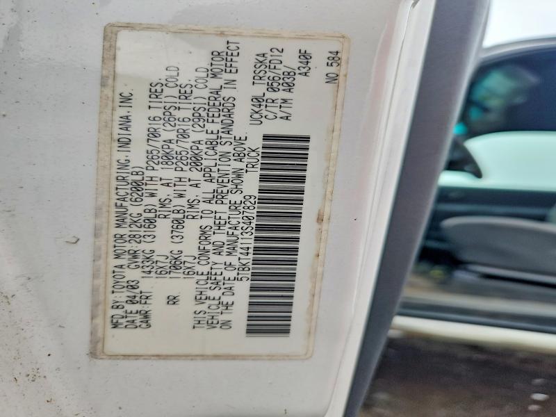 Aukcja sprzedaży 2003 Toyota Tundra, vin: 5TBKT44113S407829, numer aukcji: 57721946