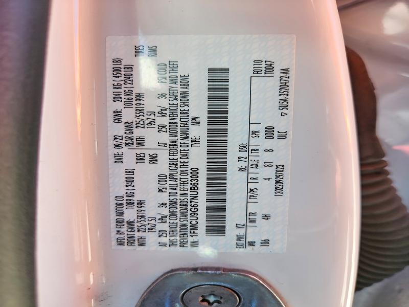 Продаж на аукціоні авто 2022 Ford Escape, vin: 1FMCU9G67NUB63000, номер лоту: 49177216