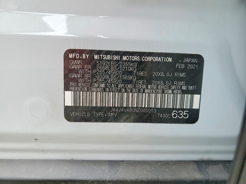 Aukcja sprzedaży 2022 Mitsubishi Outlander, vin: JA4J4VA80NZ005013, numer aukcji: 58240446