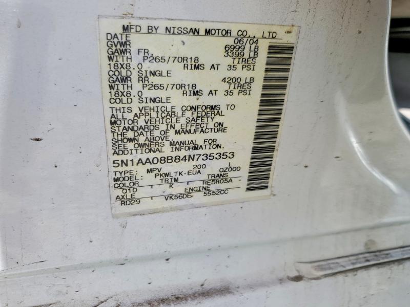 Aukcja sprzedaży 2004 Nissan Armada, vin: 5N1AA08B84N735353, numer aukcji: 56743406
