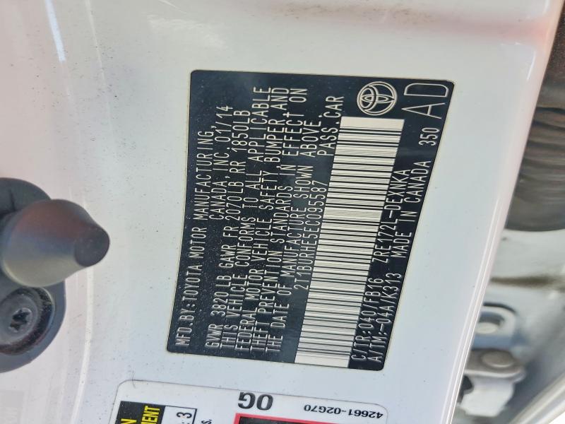 2014 Toyota Corolla მანქანა იყიდება აუქციონზე, vin: 2T1BURHE5EC095587, აუქციონის ნომერი: 58652286