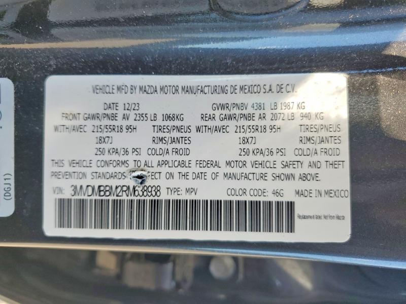 Auction sale of the 2024 Mazda Cx-30, vin: 3MVDMBBM2RM638938, lot number: 55504606