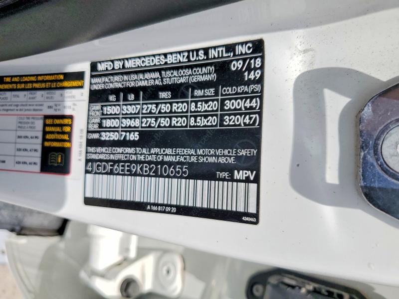 Aukcja sprzedaży 2019 Mercedes-benz Gls, vin: 4JGDF6EE9KB210655, numer aukcji: 57645876