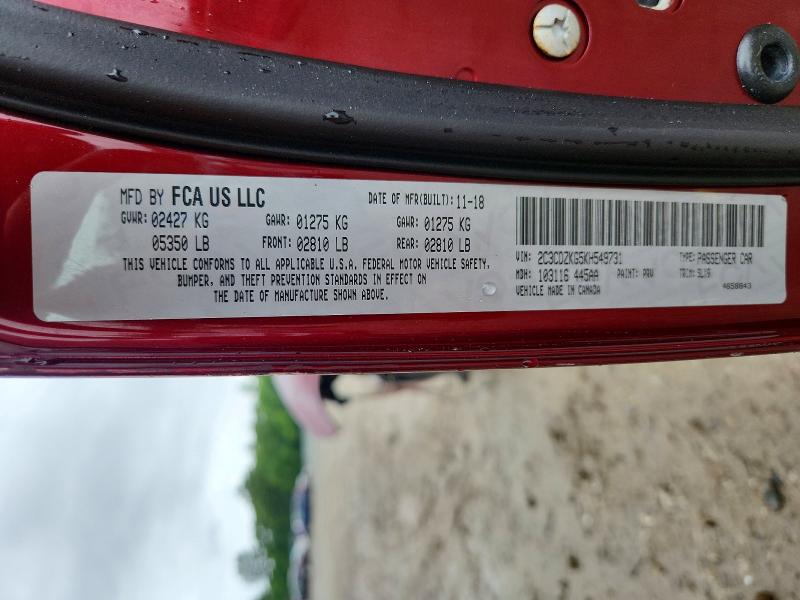 Продаж на аукціоні авто 2019 Dodge Challenger, vin: 2C3CDZKG5KH549731, номер лоту: 58534006