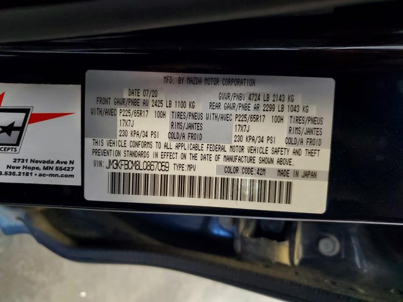 56656386 :رقم المزاد ، JM3KFBCM8L0867059 vin ، 2020 Mazda Cx-5 مزاد بيع