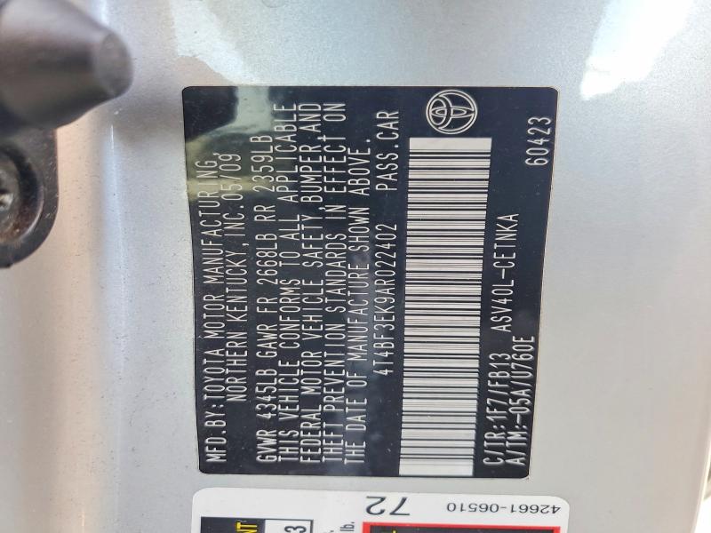 Продаж на аукціоні авто 2010 Toyota Camry, vin: 4T4BF3EK9AR022402, номер лоту: 57561536