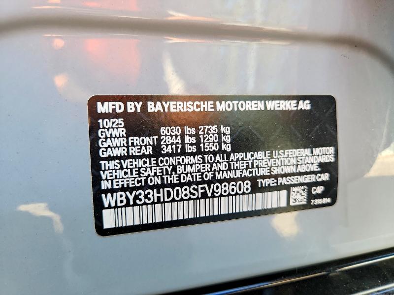 Продаж на аукціоні авто 2025 Bmw I4, vin: WBY33HD08SFV98608, номер лоту: 58421286