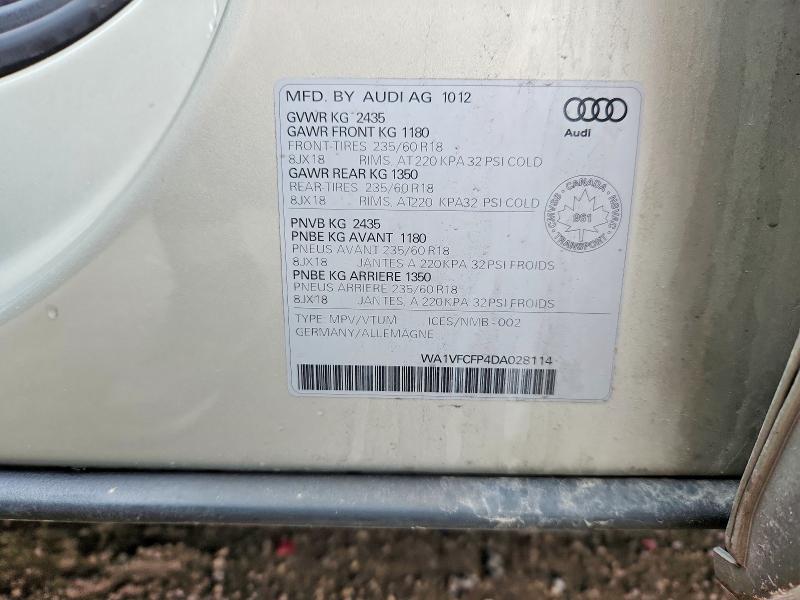Продажа на аукционе авто 2013 Audi Q5, vin: WA1VFCFP4DA028114, номер лота: 57887356