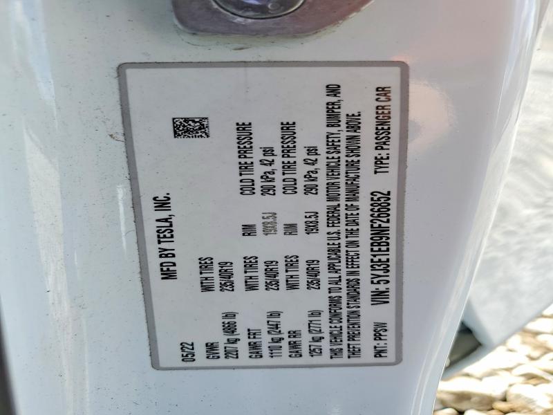 Продажа на аукционе авто 2022 Tesla Model 3, vin: 5YJ3E1EB9NF266852, номер лота: 55839656