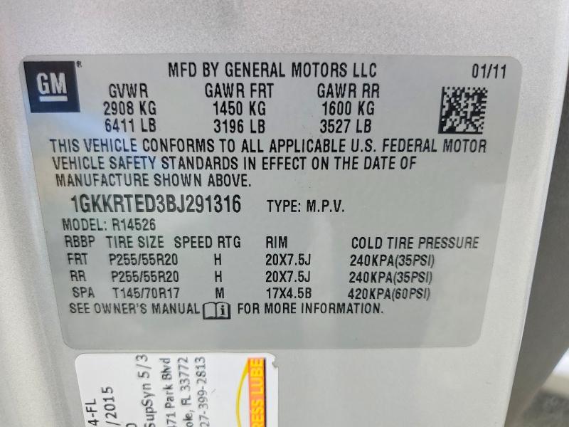 Продаж на аукціоні авто 2011 Gmc Acadia, vin: 1GKKRTED3BJ291316, номер лоту: 55133726