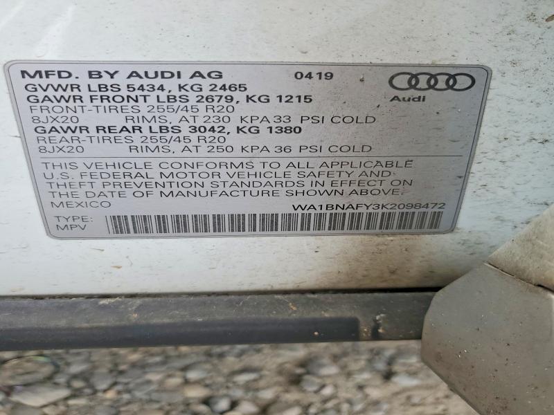 Aukcja sprzedaży 2019 Audi Q5, vin: WA1BNAFY3K2098472, numer aukcji: 55971896