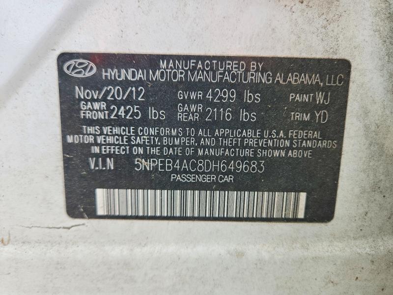 Aukcja sprzedaży 2013 Hyundai Sonata, vin: 5NPEB4AC8DH649683, numer aukcji: 58218846