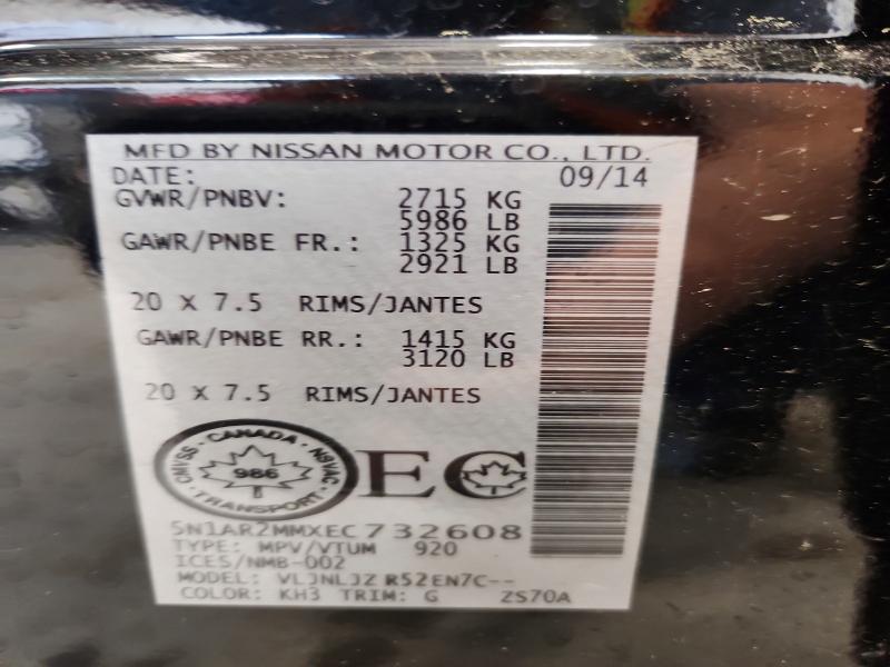 Aukcja sprzedaży 2014 Nissan Pathfinder, vin: 5N1AR2MMXEC732608, numer aukcji: 55978096