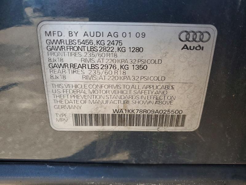58581786 :رقم المزاد ، WA1KK78R09A025500 vin ، 2009 Audi Q5 مزاد بيع