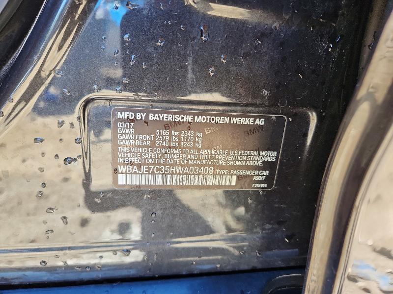 57345136 :رقم المزاد ، WBAJE7C35HWA03408 vin ، 2017 Bmw 540 مزاد بيع
