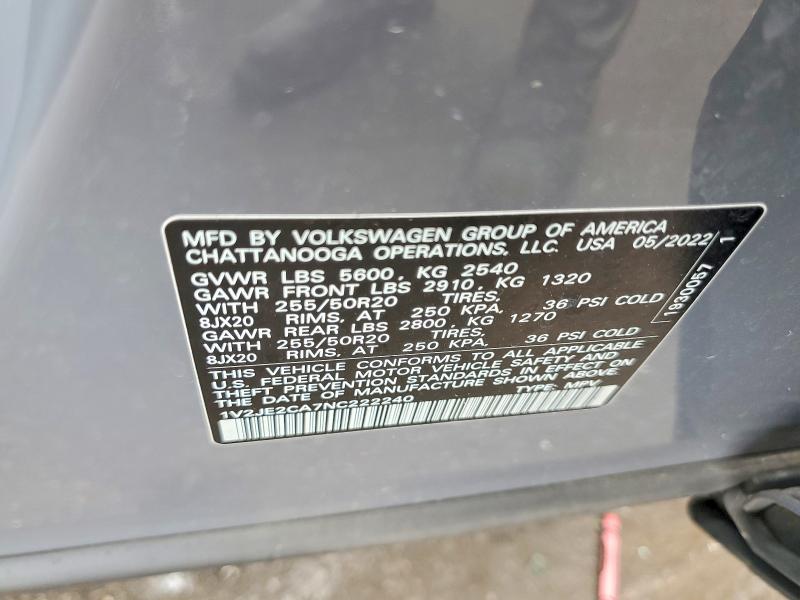 Продажа на аукционе авто 2022 Volkswagen Atlas Cross Sport, vin: 1V2JE2CA7NC222240, номер лота: 56532156