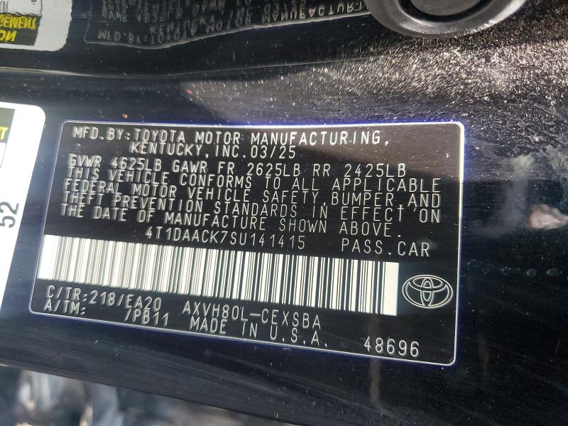 Aukcja sprzedaży 2025 Toyota Camry, vin: 4T1DAACK7SU141415, numer aukcji: 57834006