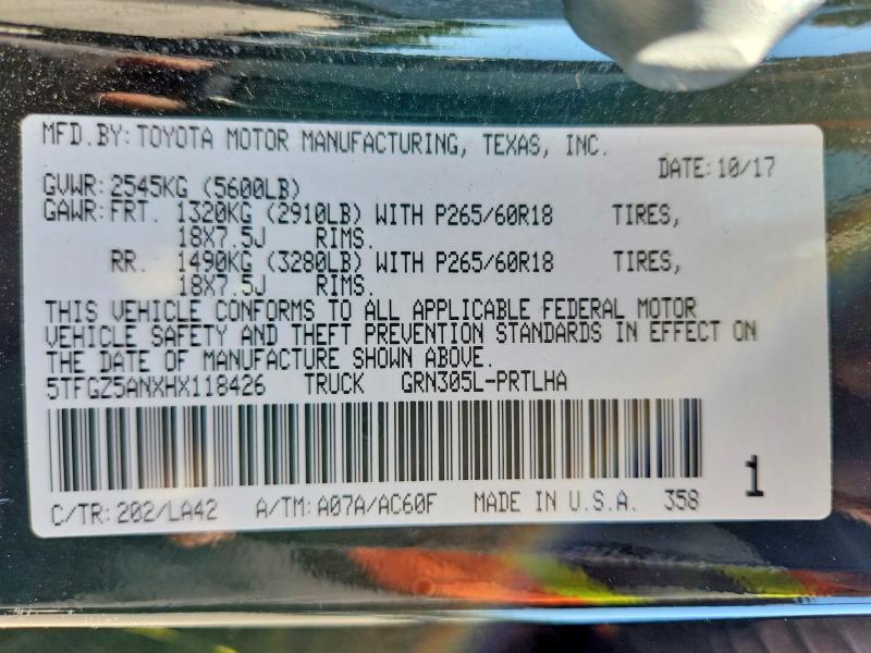 2017 Toyota Tacoma მანქანა იყიდება აუქციონზე, vin: 5TFGZ5ANXHX118426, აუქციონის ნომერი: 58802016