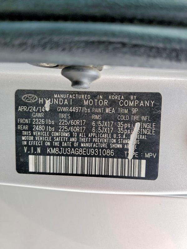 Продажа на аукционе авто 2014 Hyundai Tucson, vin: KM8JU3AG8EU931086, номер лота: 58079146