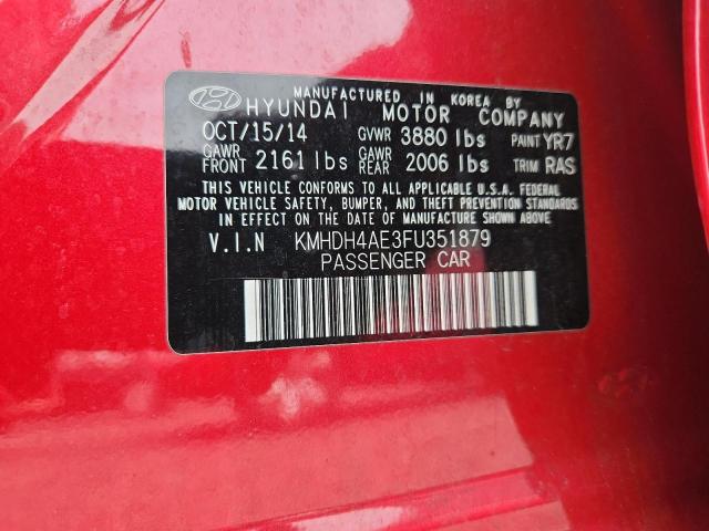 Aukcja sprzedaży 2015 Hyundai Elantra, vin: KMHDH4AE3FU351879, numer aukcji: 56168156