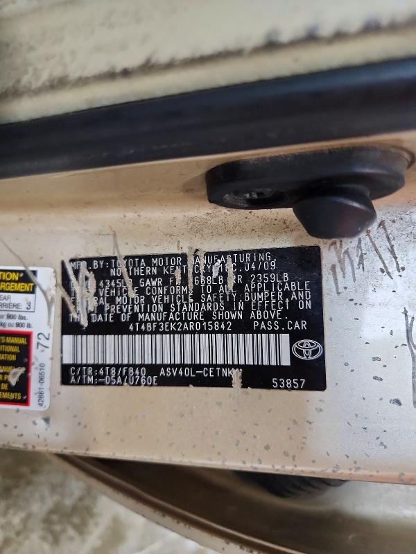 2010 Toyota Camry მანქანა იყიდება აუქციონზე, vin: 4T4BF3EK2AR015842, აუქციონის ნომერი: 58020136