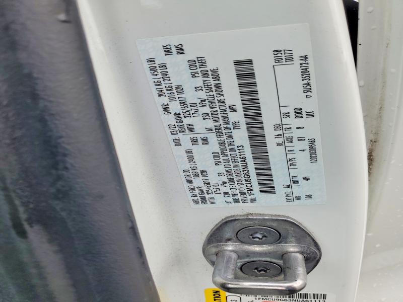 Aukcja sprzedaży 2022 Ford Escape, vin: 1FMCU9G63NUA61113, numer aukcji: 57638596