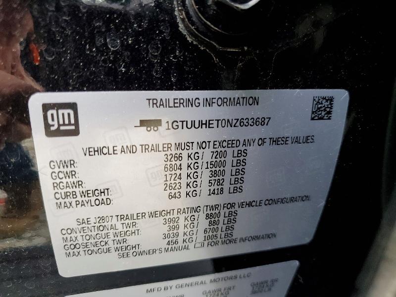 Продаж на аукціоні авто 2022 Gmc Sierra, vin: 1GTUUHET0NZ633687, номер лоту: 55082306