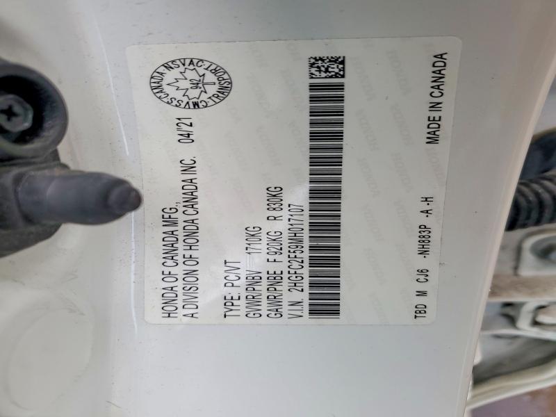 56477956 :رقم المزاد ، 2HGFC2F59MH017107 vin ، 2021 Honda Civic مزاد بيع