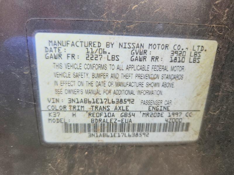 Продажа на аукционе авто 2007 Nissan Sentra, vin: 3N1AB61E17L638592, номер лота: 55340426