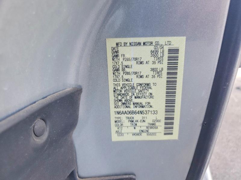 Продажа на аукционе авто 2004 Nissan Titan, vin: 1N6AA06B64N537133, номер лота: 57086026