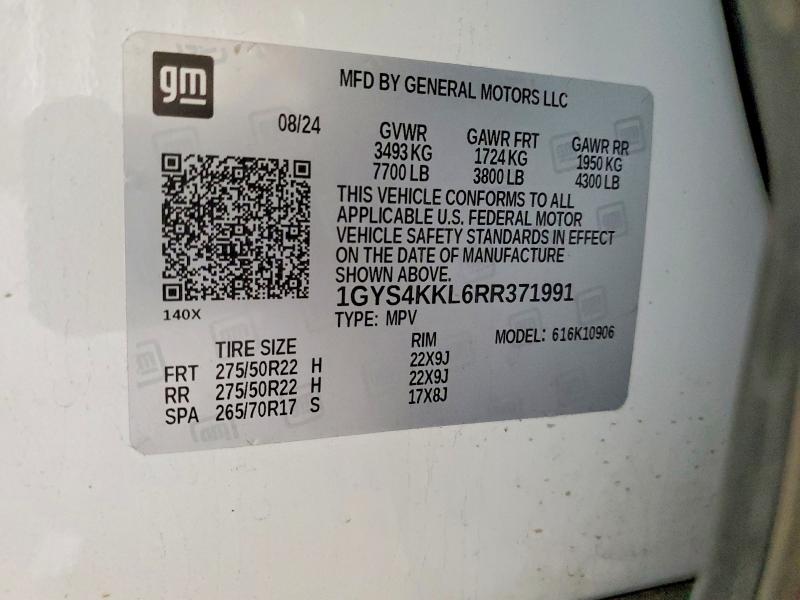 Aukcja sprzedaży 2024 Cadillac Escalade, vin: 1GYS4KKL6RR371991, numer aukcji: 58639206