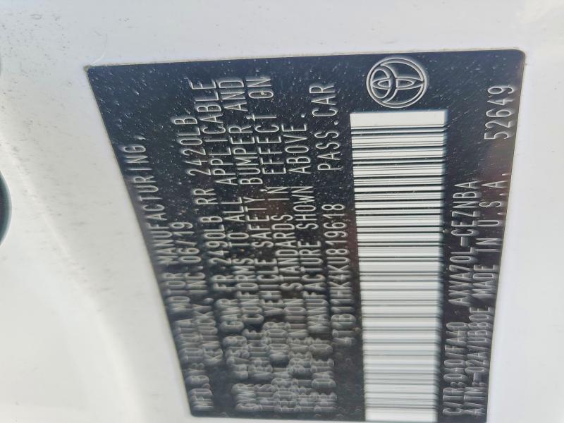 2019 Toyota Camry მანქანა იყიდება აუქციონზე, vin: 4T1B11HK4KU819618, აუქციონის ნომერი: 57719956