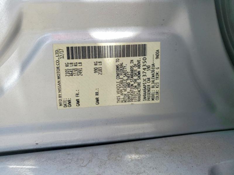 74514965 :رقم المزاد ، 1N4AA6AP1JC374350 vin ، 2018 Nissan Maxima مزاد بيع